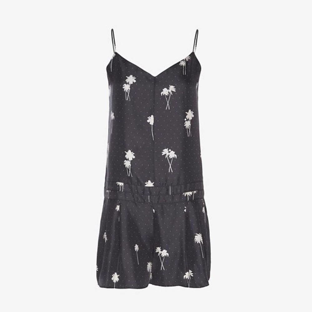 Rag & Bone Dune Silk Romper‎ Palm Tree & Dot Print